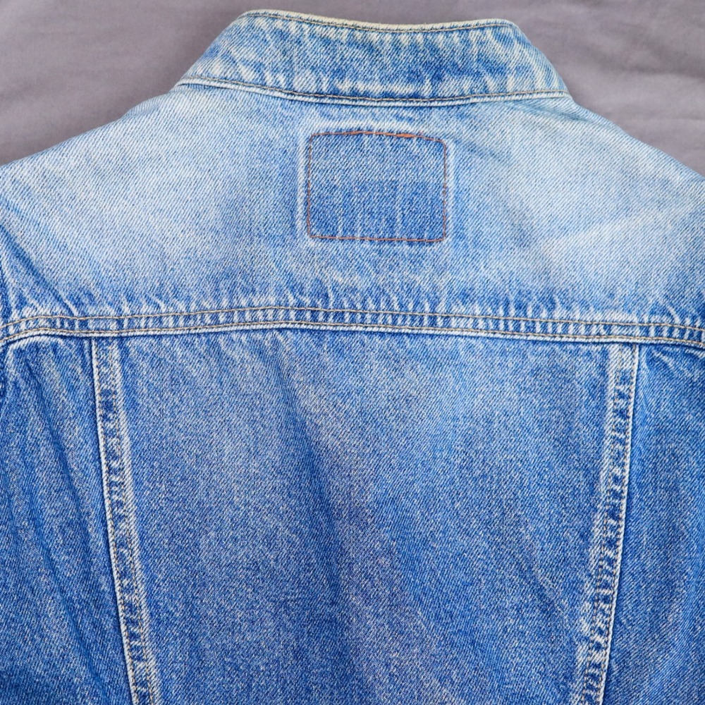 Levi Strauss Signature Denim Trucker Vest Women Size L Blue Faded Distressed Y2K - Picture 9 of 14